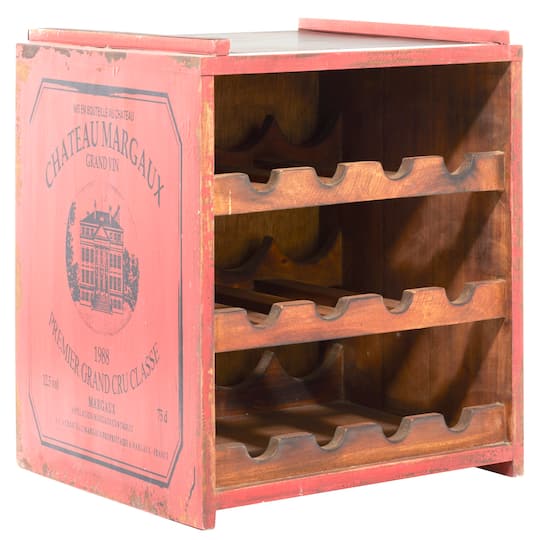 16" Red Wood Farmhouse Wine Rack
